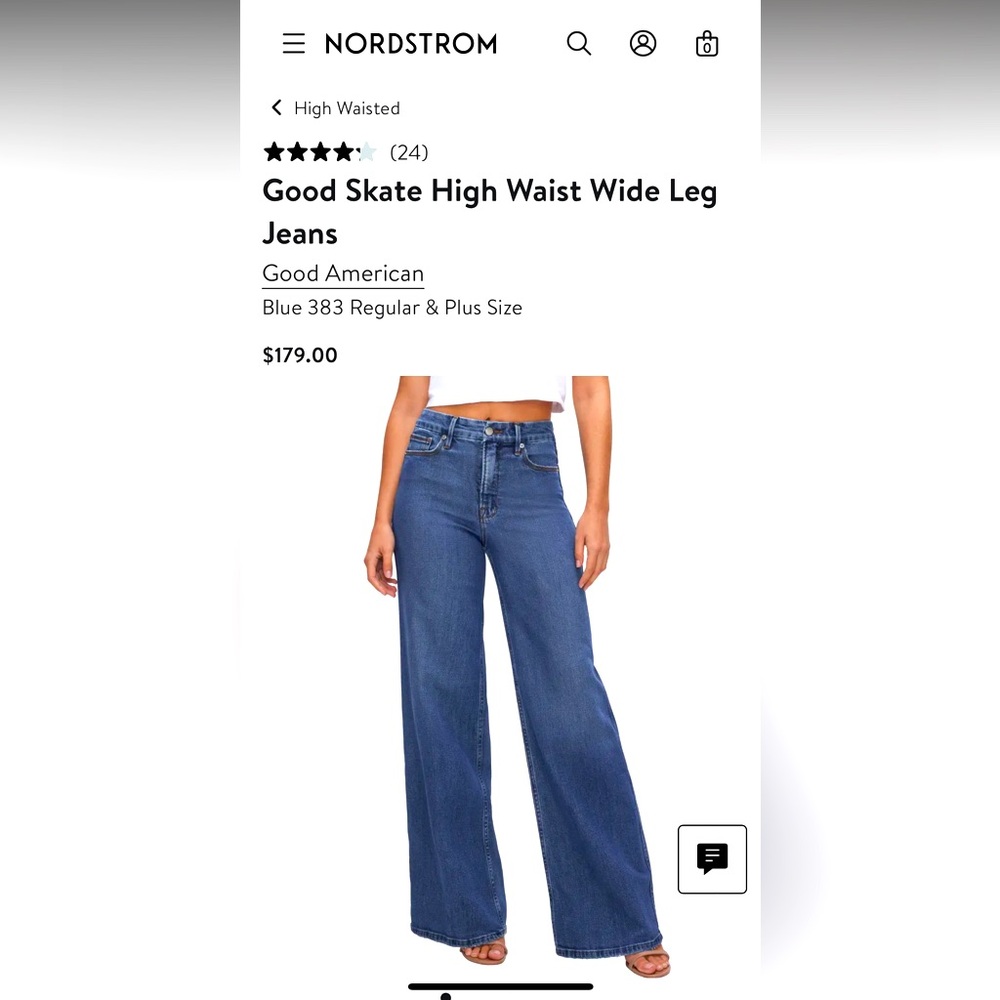 Good American Blue High-Rise Wide Leg Jeans